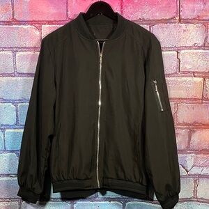 Vogue Bomber Jacket Mens Size M Black Lightweight Full Zip Streetwear Minimalist